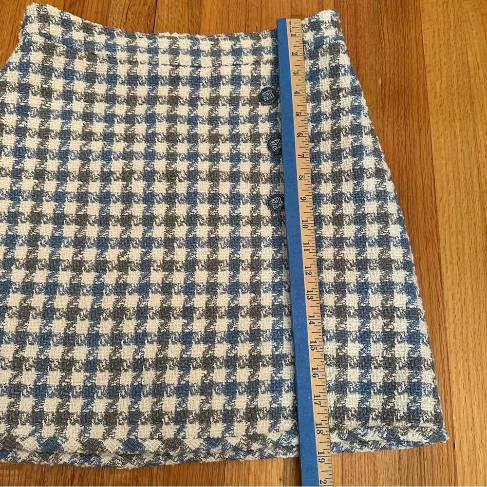 Sandro Womens Blue Calia Tweed Houndstooth Button Check Mini Skirt Size FR 4. @ - Picture 7 of 16
